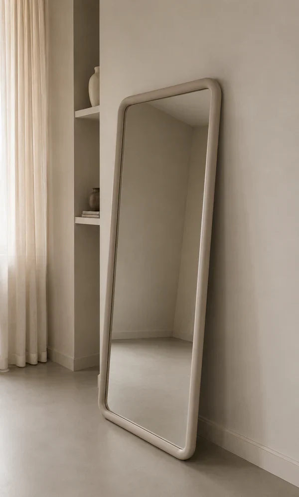 Mia Rectangular Full Length Mirror – Japandi Wood – Taupe – 200 x 100 cm