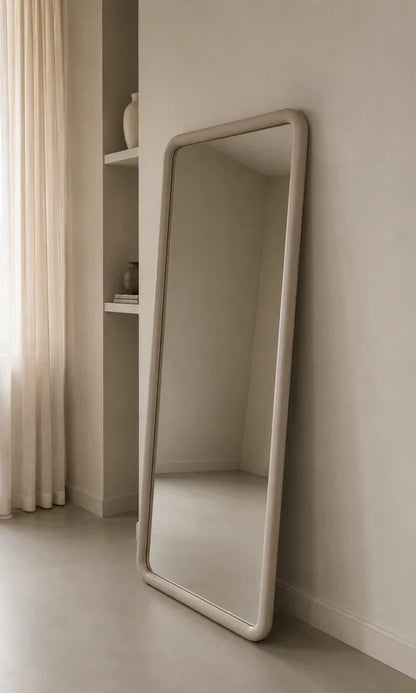 Mia Rectangular Full Length Mirror – Japandi Wood – Taupe – 200 x 100 cm